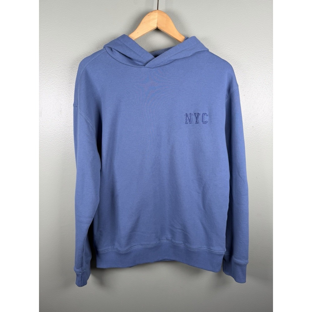 Express NYC Embroidered Hoodie Women's Medium Blue Soft Oversized Pullover